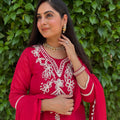 Tara Red Embroidered Suit