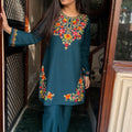 Ritu Teal Green Woollen Embroidered Coord Set