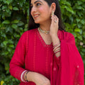 Nia Ruby Red Anarkali Suit
