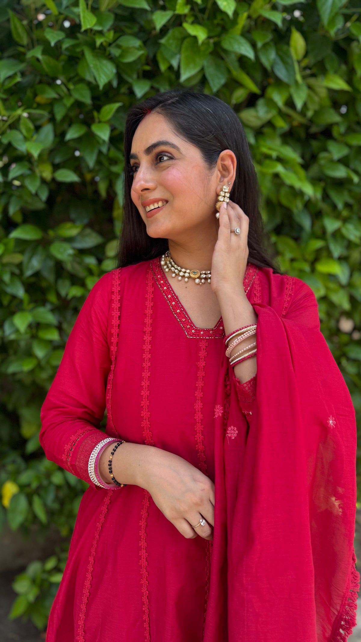Nia Ruby Red Anarkali Suit