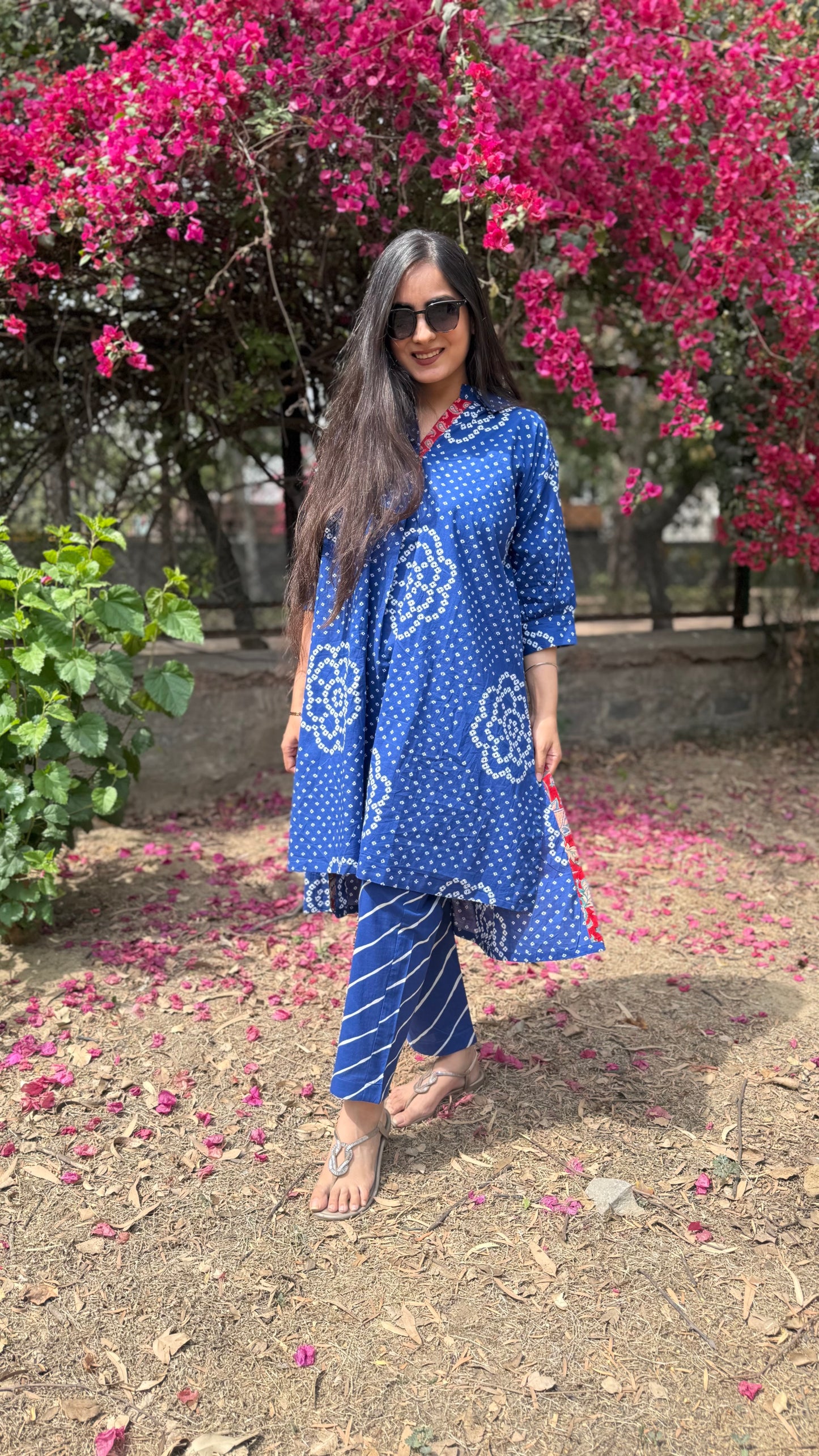 Indigo Bandhej Coord Set