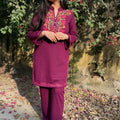 Neha Wine Woollen Coord Set