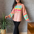 Peach Pastel Printed Shirt Top