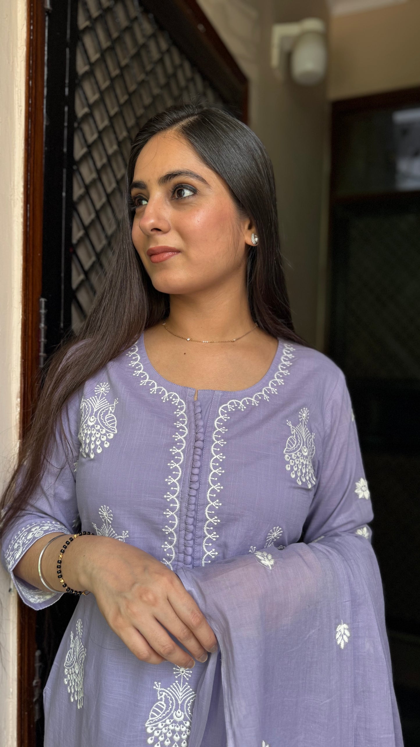 Meera Lilac Embroidered suit