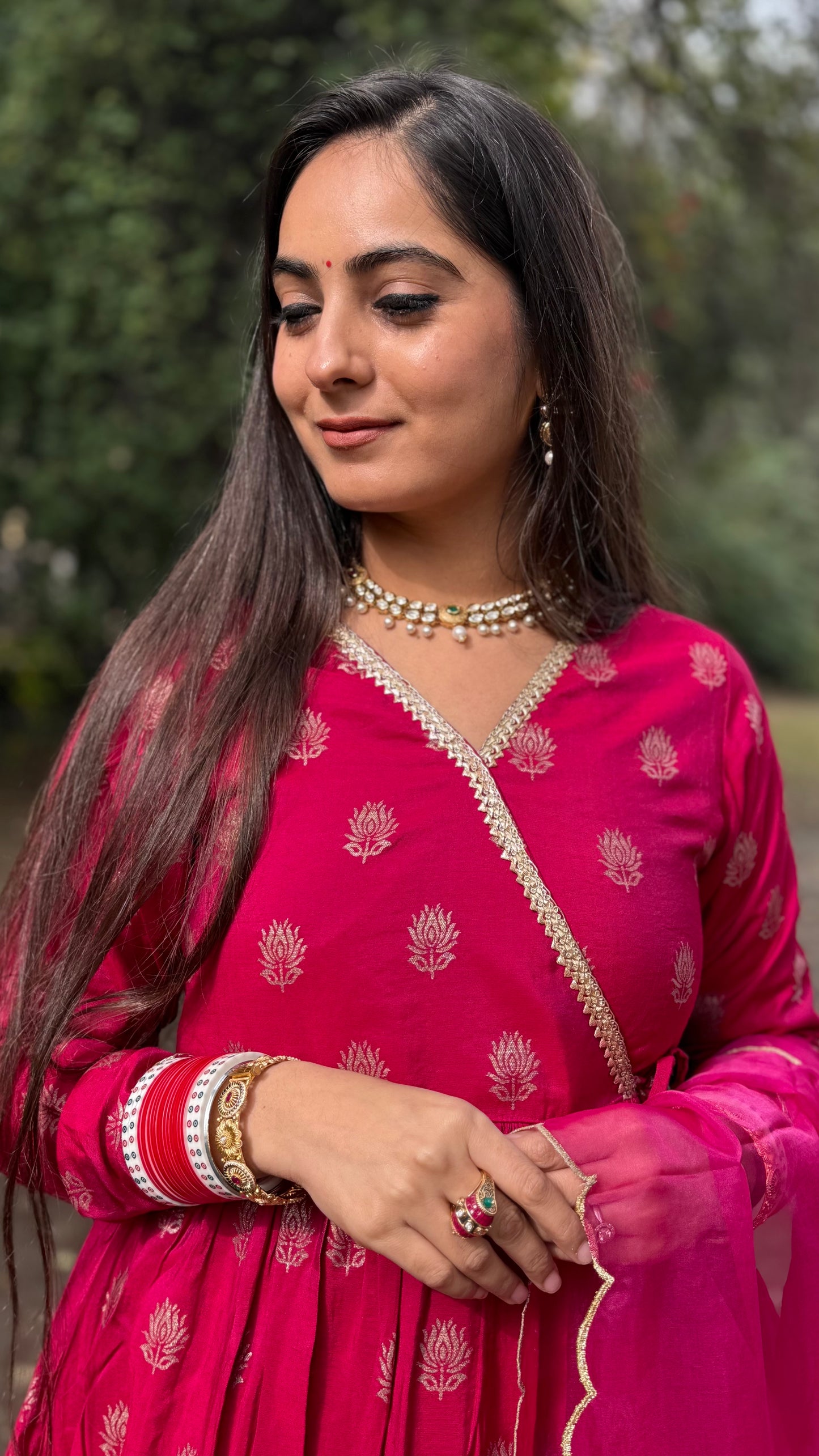 Ria Pink Angrakha Set