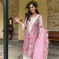 Pink Kalamkari Lace Suit Set