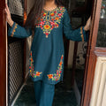 Ritu Teal Green Woollen Embroidered Coord Set