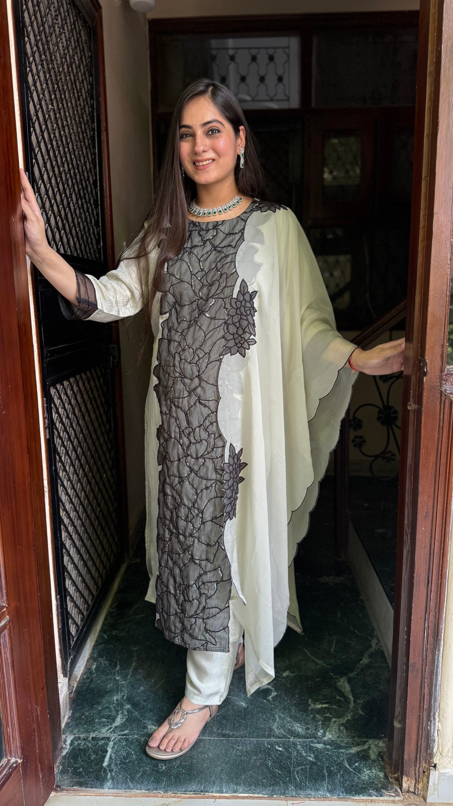 Priya Grey Tissue Suit