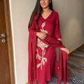 Shruti Maroon Cotton Suit