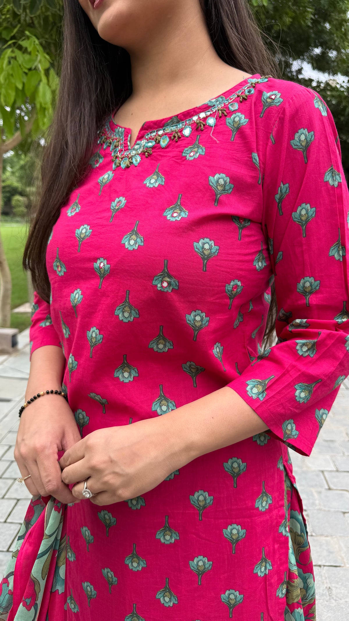Manya Pink Floral Sharara Suit