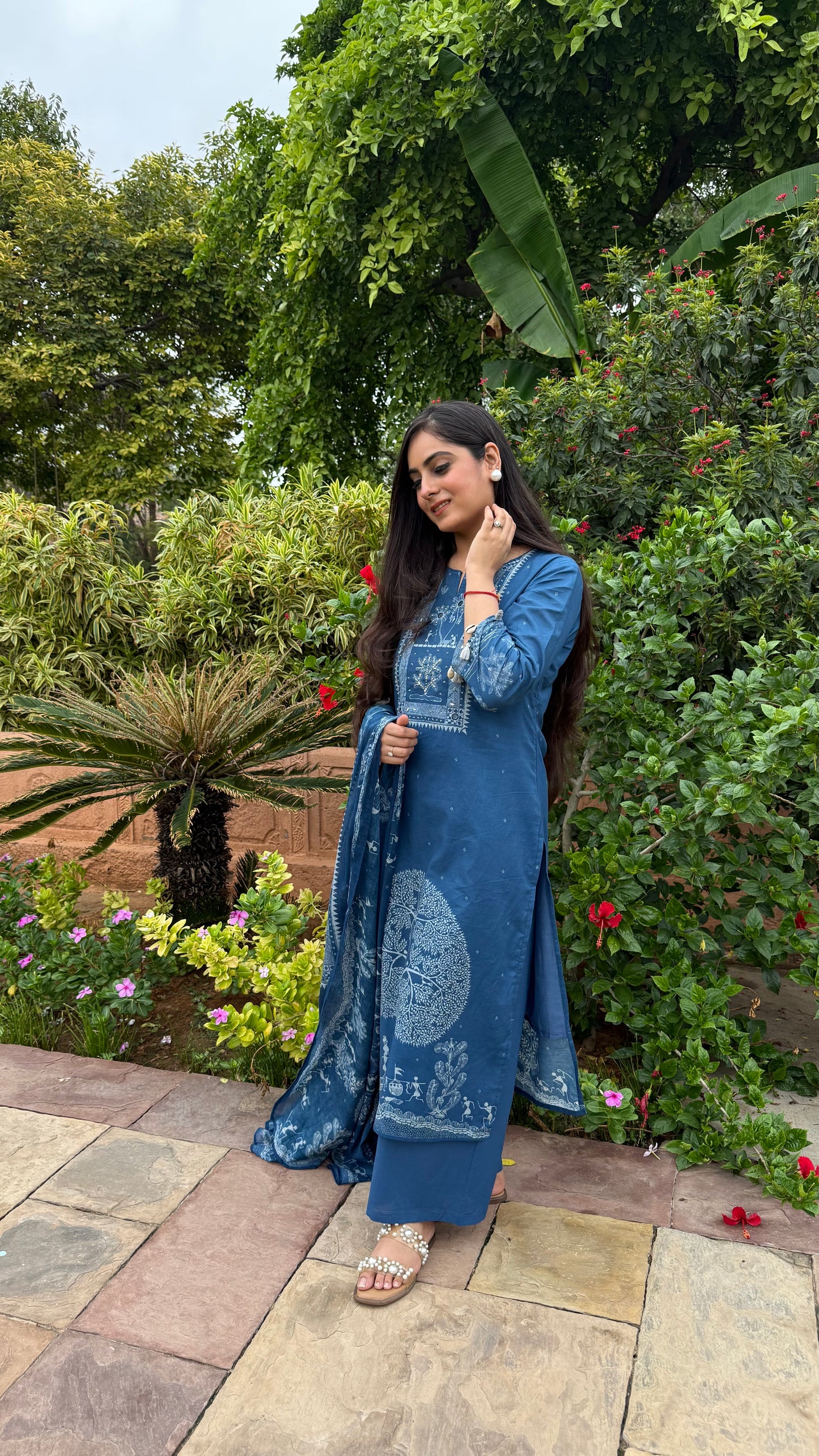 Blue Motif Suit Set