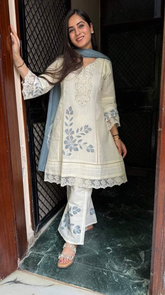 Komal Cream A-line Suit