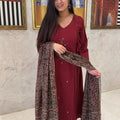 Shifa Maroon A-Line Suit
