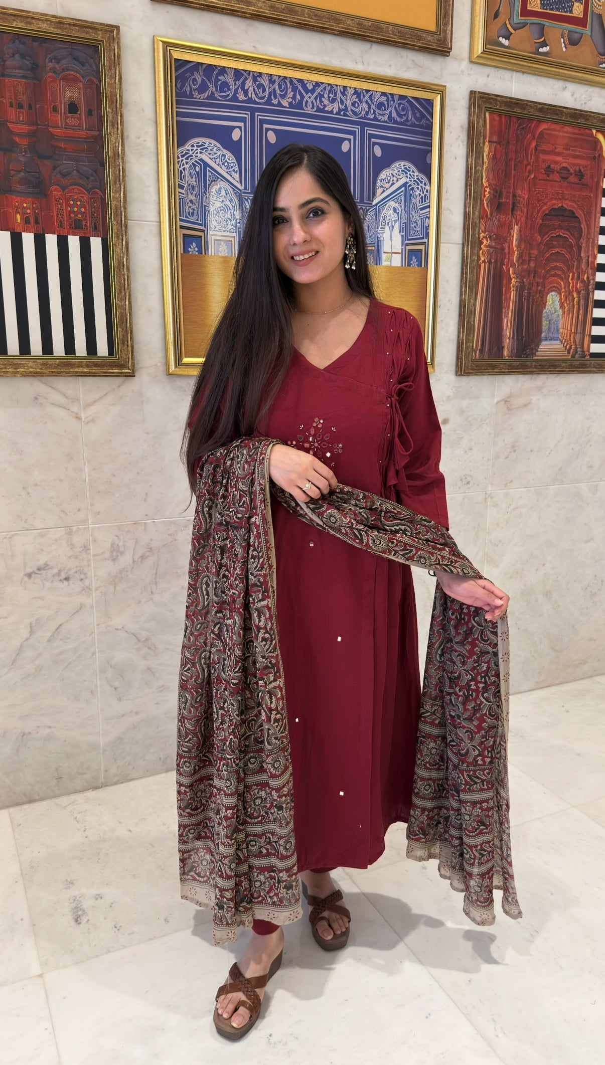 Shifa Maroon A-Line Suit