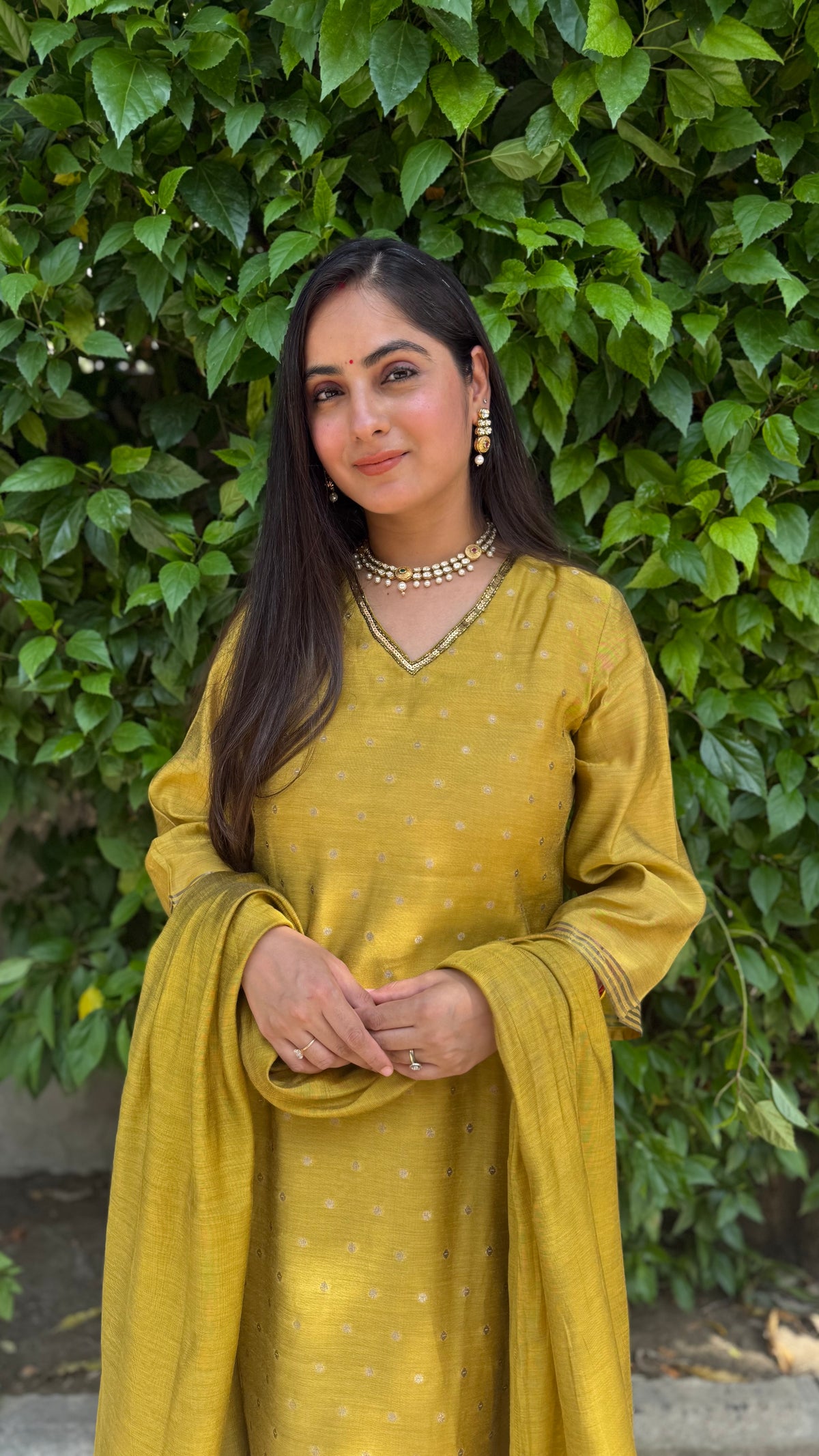 Diya Mustard Chanderi Suit