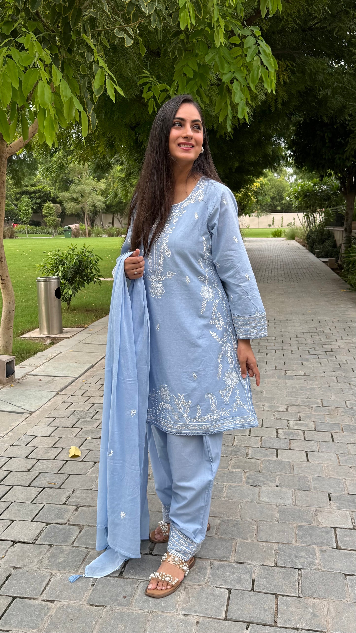 Zoya Powder Blue Farshi Suit
