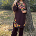 Ritu Wine Embroidered Coord Set