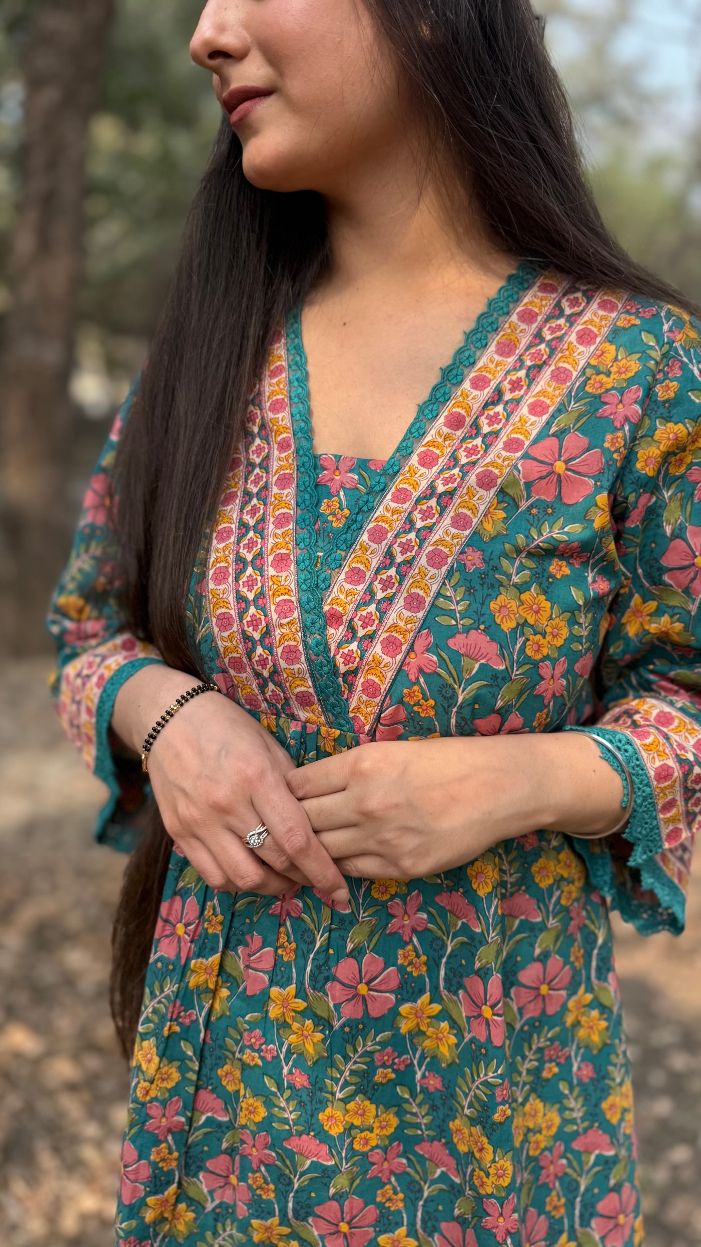 Avni Teal Green A-Line coord Set