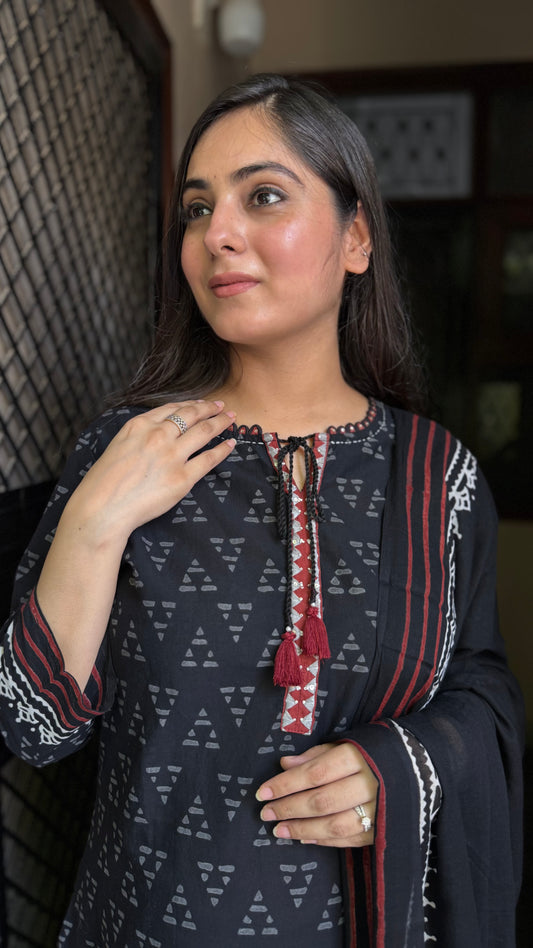 Rehmat Black Schiffli Suit
