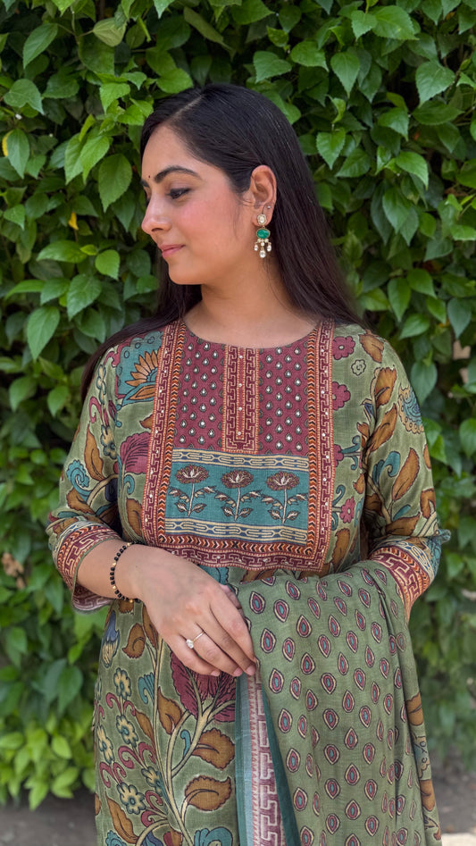 Aria Green Floral Print Suit