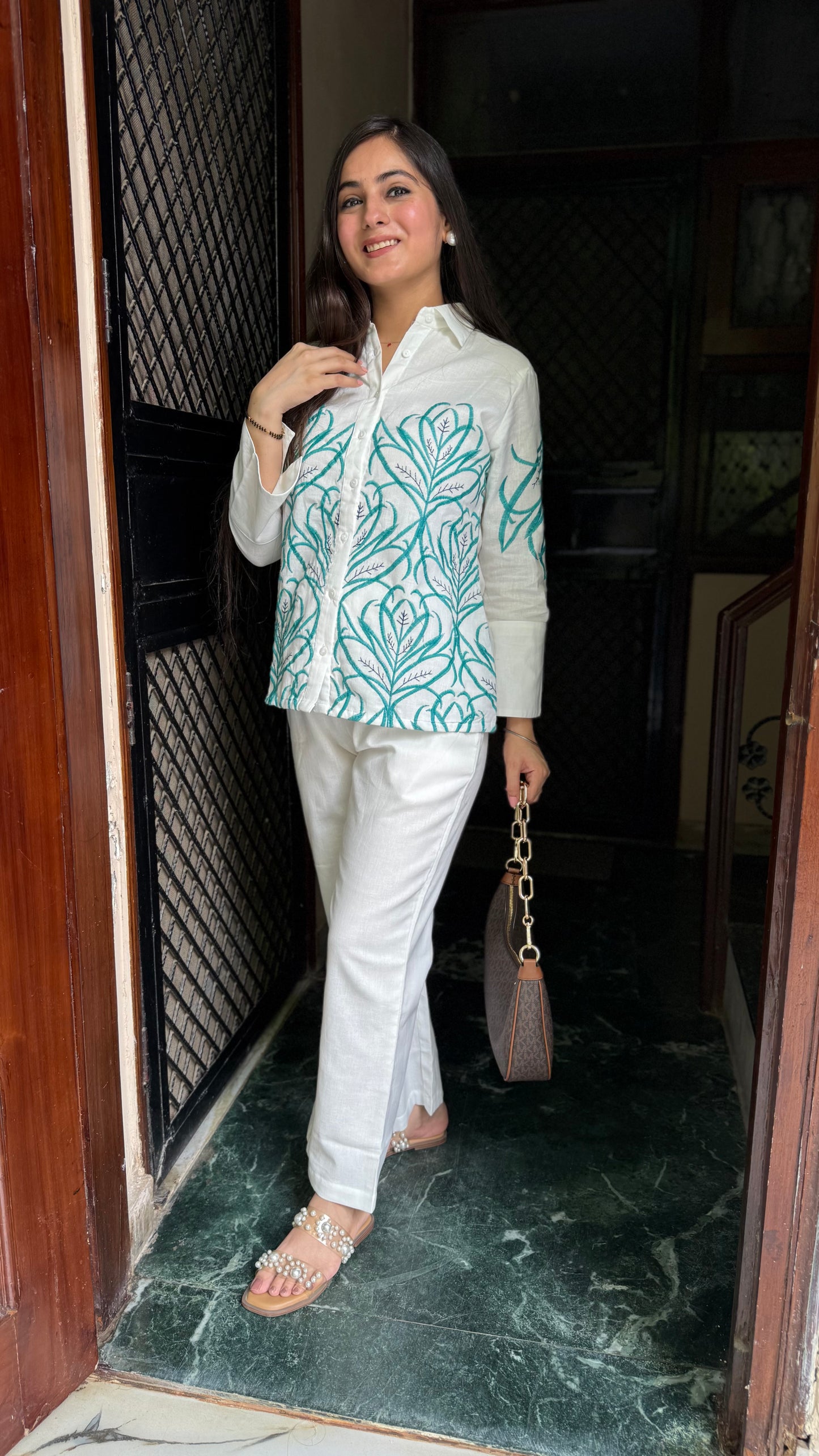 Roshni White Embroidered Coord Set