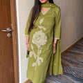 Shruti Olive Green Cotton Suit