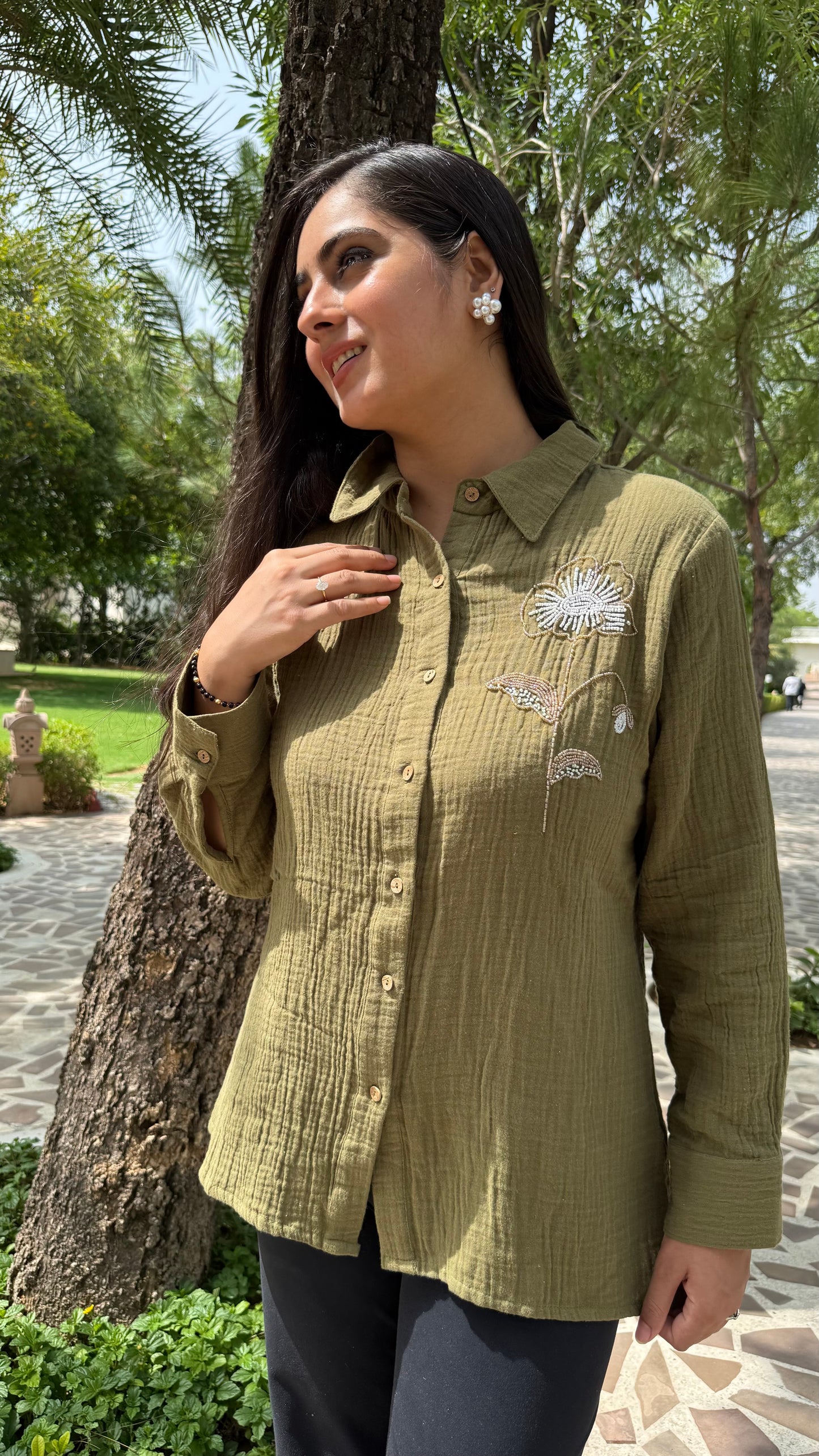 Olive Bloom Shirt