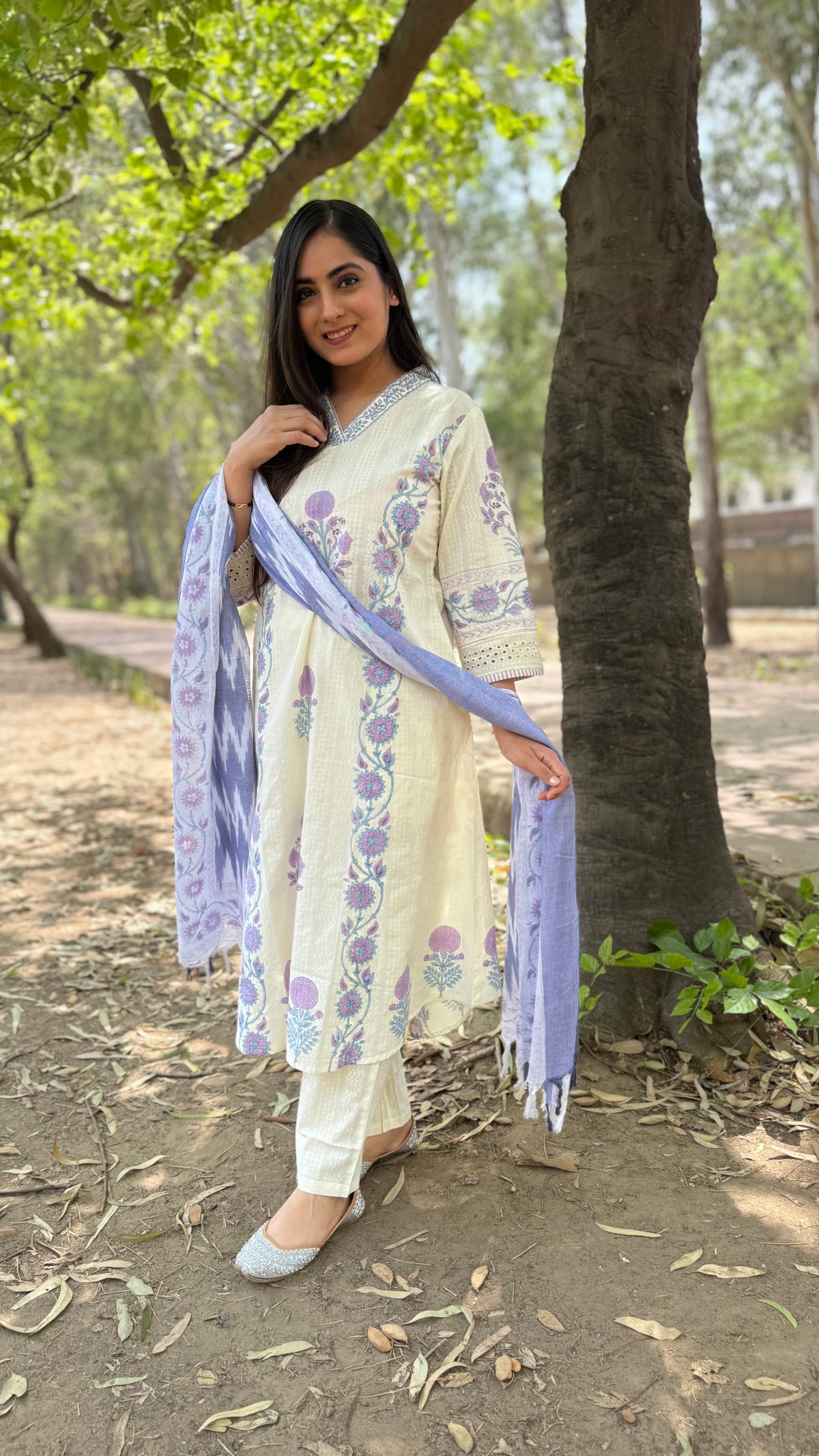 Sakshi Cream A-Line Suit