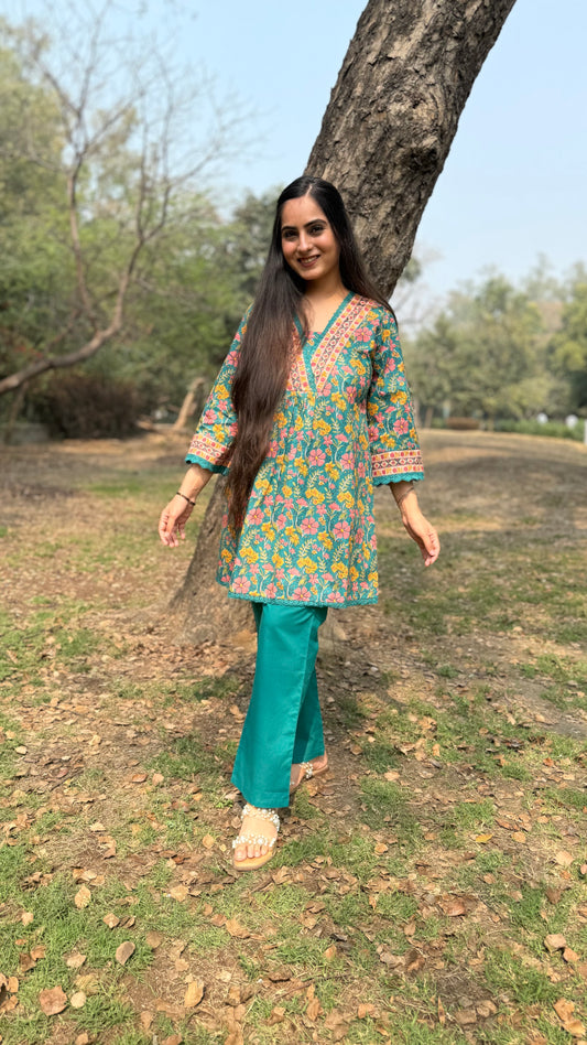 Avni Teal Green A-Line coord Set