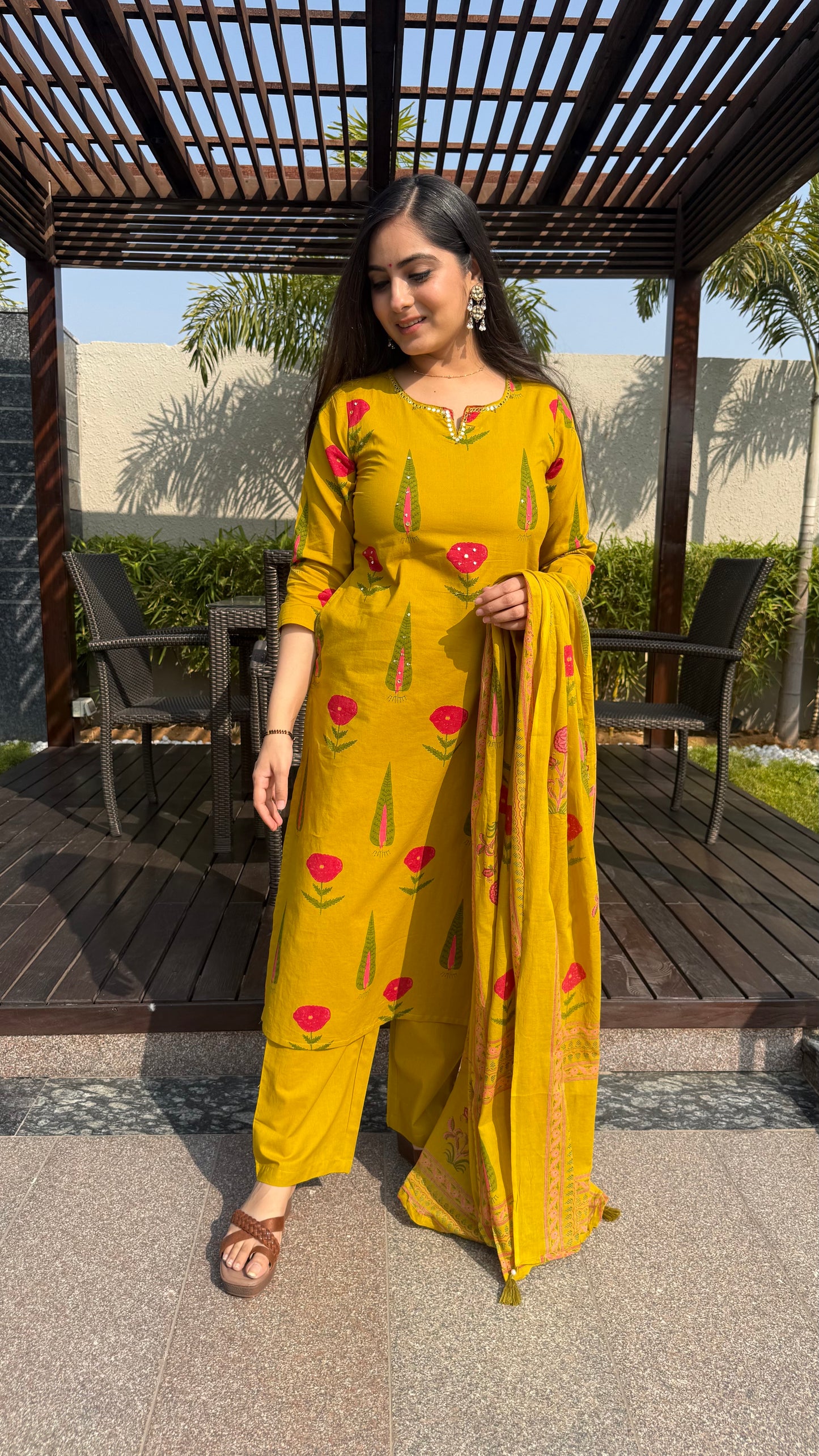 Misha Mustard Cotton Suit
