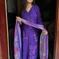 Meera Purple Mul Chanderi Suit