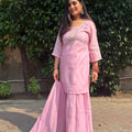 Avika Pink Embroidered Sharara Set