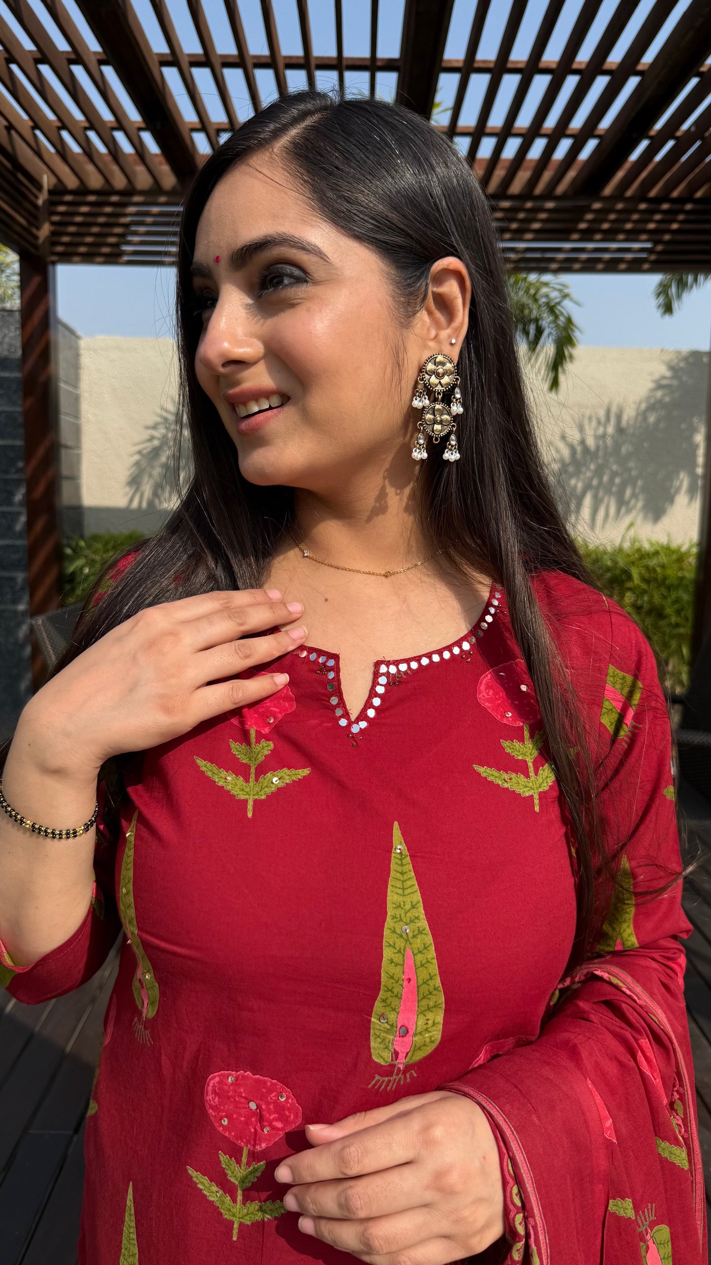 Misha Maroon Cotton Suit