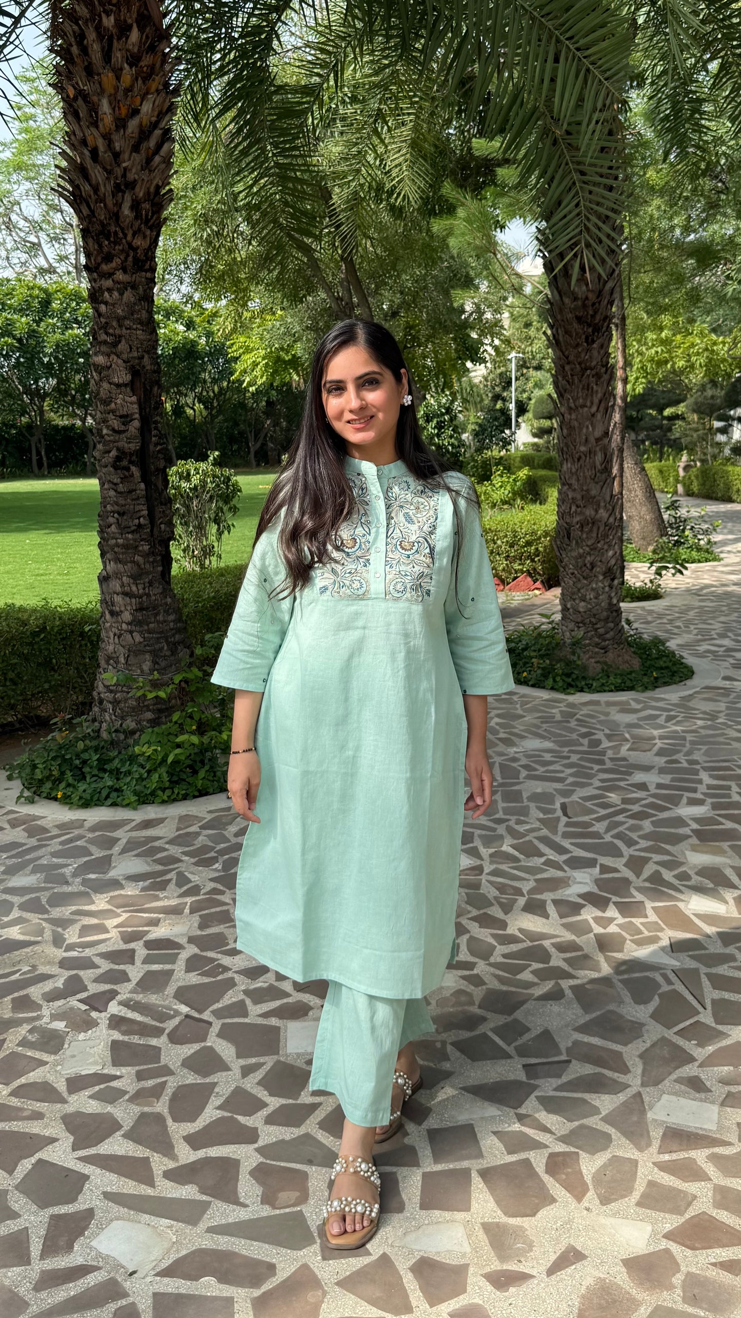 Mint Green Embroidered Co-ord Set
