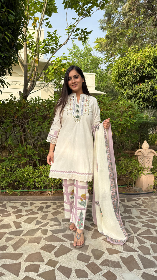 Lavender Bloom Cotton Suit Set