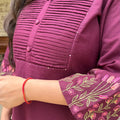 Meher Wine Pintuck Suit