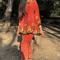 Alisha Brick Orange Flared Coord Set