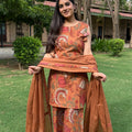 Rust Floral Kalamkari Suit Set