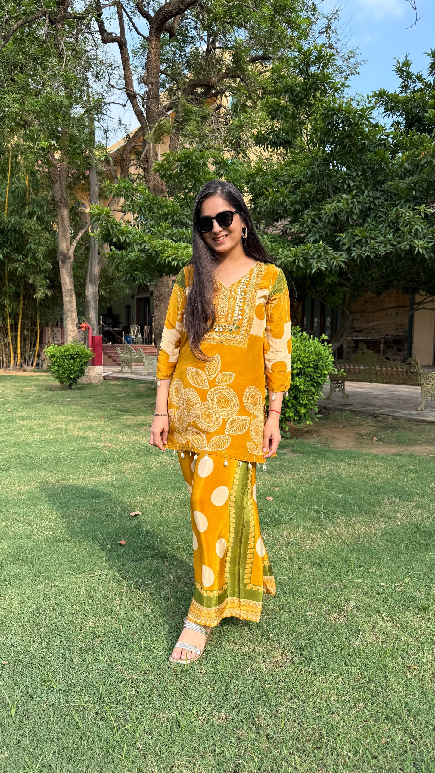 Mustard Crepe Co-ord Set
