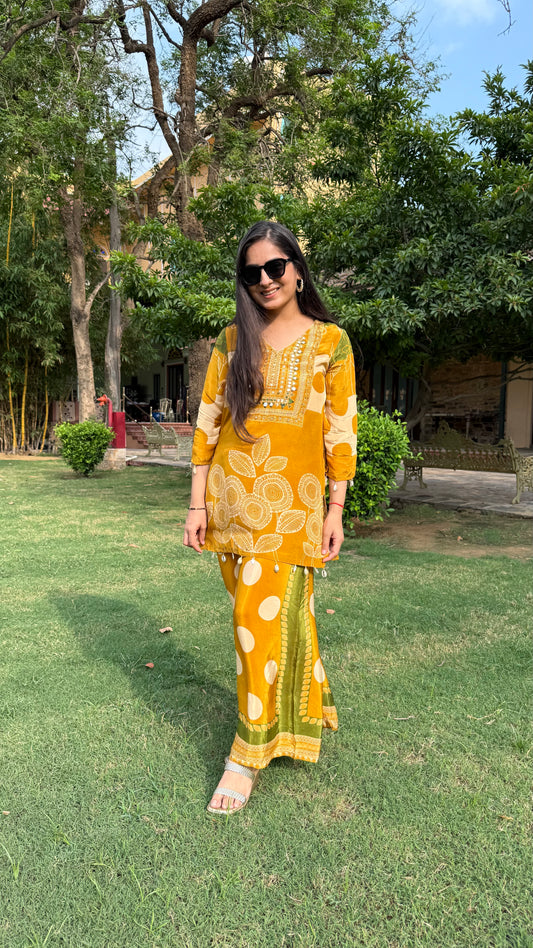 Mustard Crepe Co-ord Set