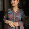 Rooh Coffee Brown Cotton Suit