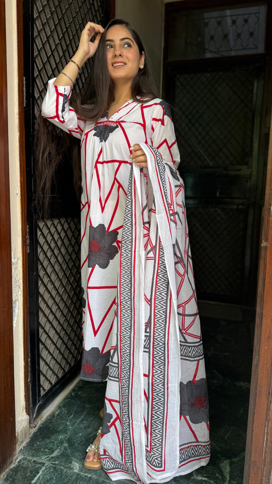 Tanya Red White A-Line Suit