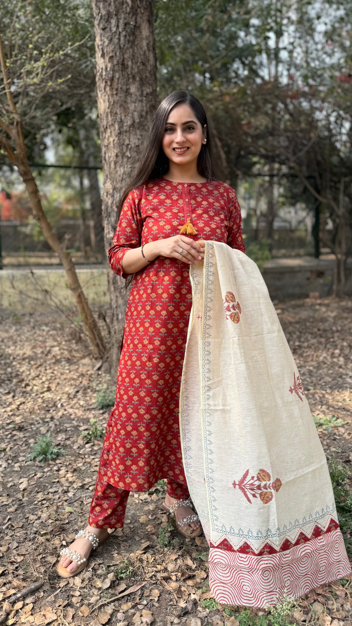 Kusum Rust Cotton Suit