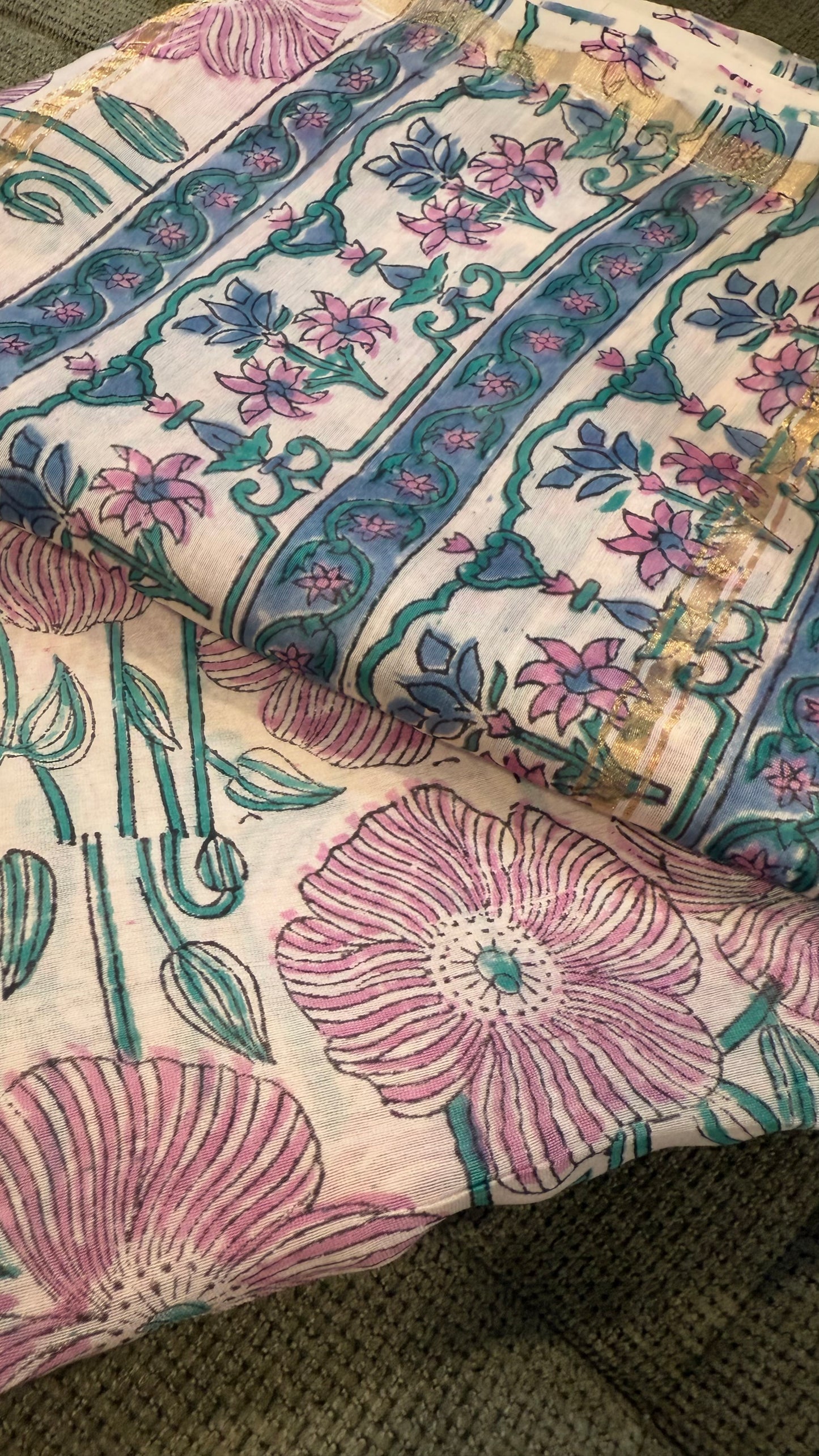 Ritu Powder Blue Mul Chanderi Unstitched Suit