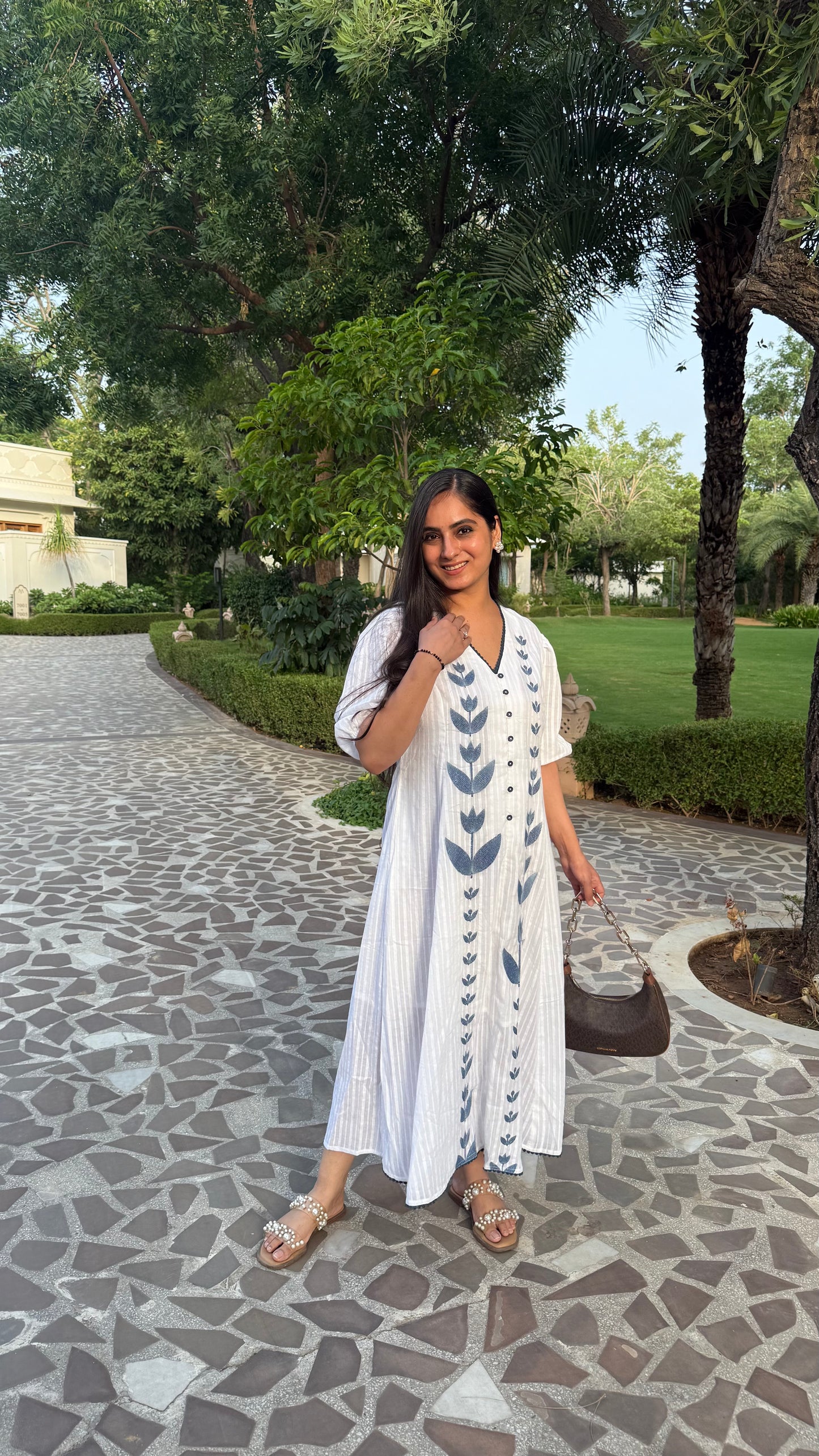 Azure Bloom Cotton Dress