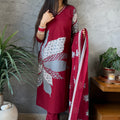 Archana Maroon Grey Printed Suit