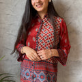 Rustic Maroon Button-Down Top
