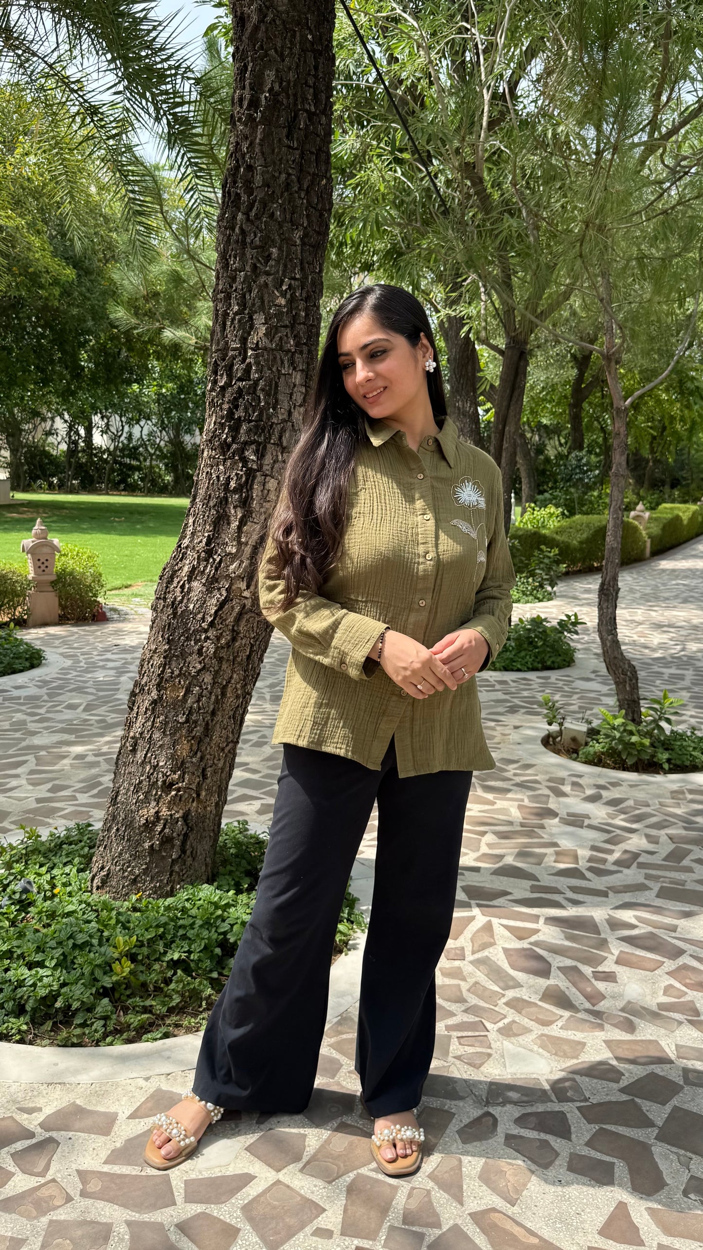 Olive Bloom Shirt