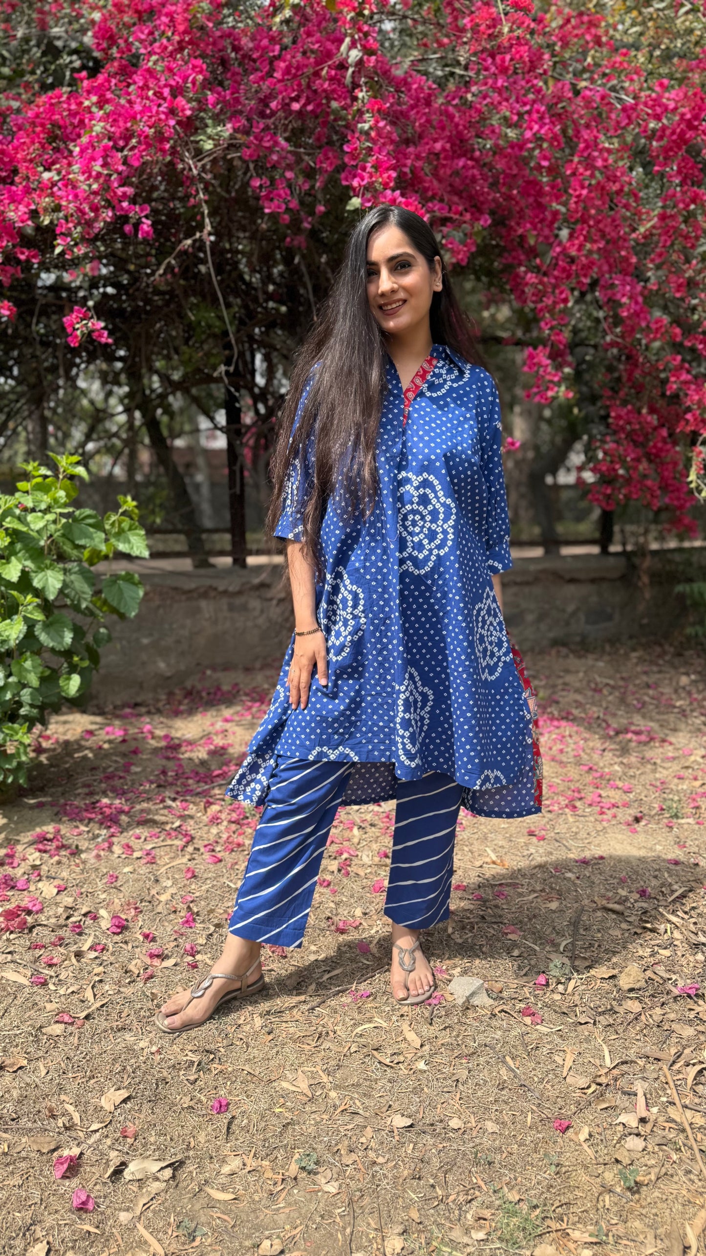 Indigo Bandhej Coord Set