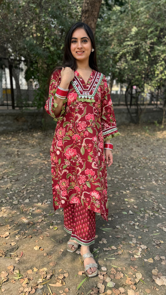 Tara Maroon Coord Set